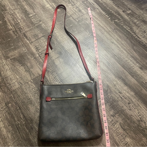 Coach Rowan File Bag - Signature Brown and Red Crossbody - Picture 3 of 15